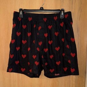 Men's Black Boxers with Red Heart Print Cotton  M/L (32-38)
